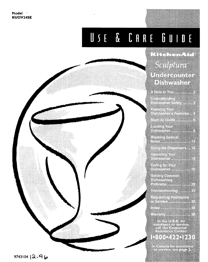 Page 1 de la notice Manuel utilisateur KitchenAid Sculptura KUDV24SEWH2