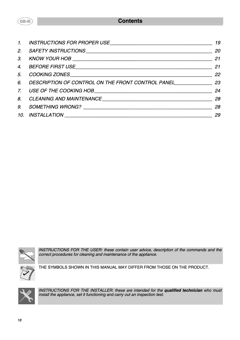 Page n°1 - Manuel utilisateur Smeg SE2665TC1