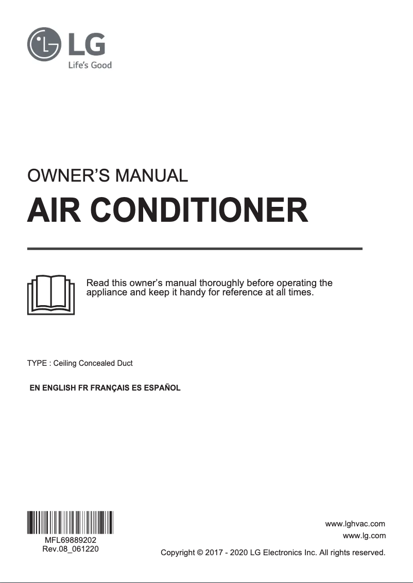 Page 1 de la notice Manuel utilisateur LG ARNU093M2A4