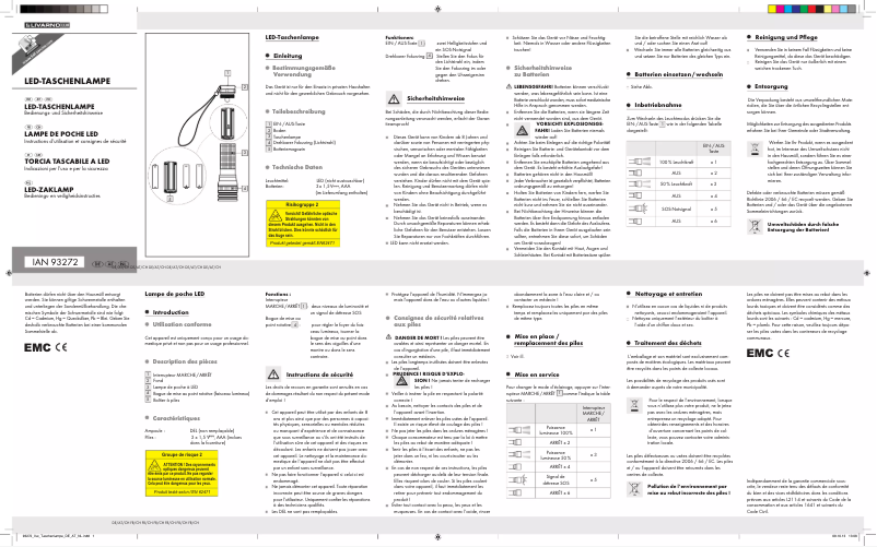 Page 1 de la notice Manuel utilisateur Livarno Lux IAN 93272