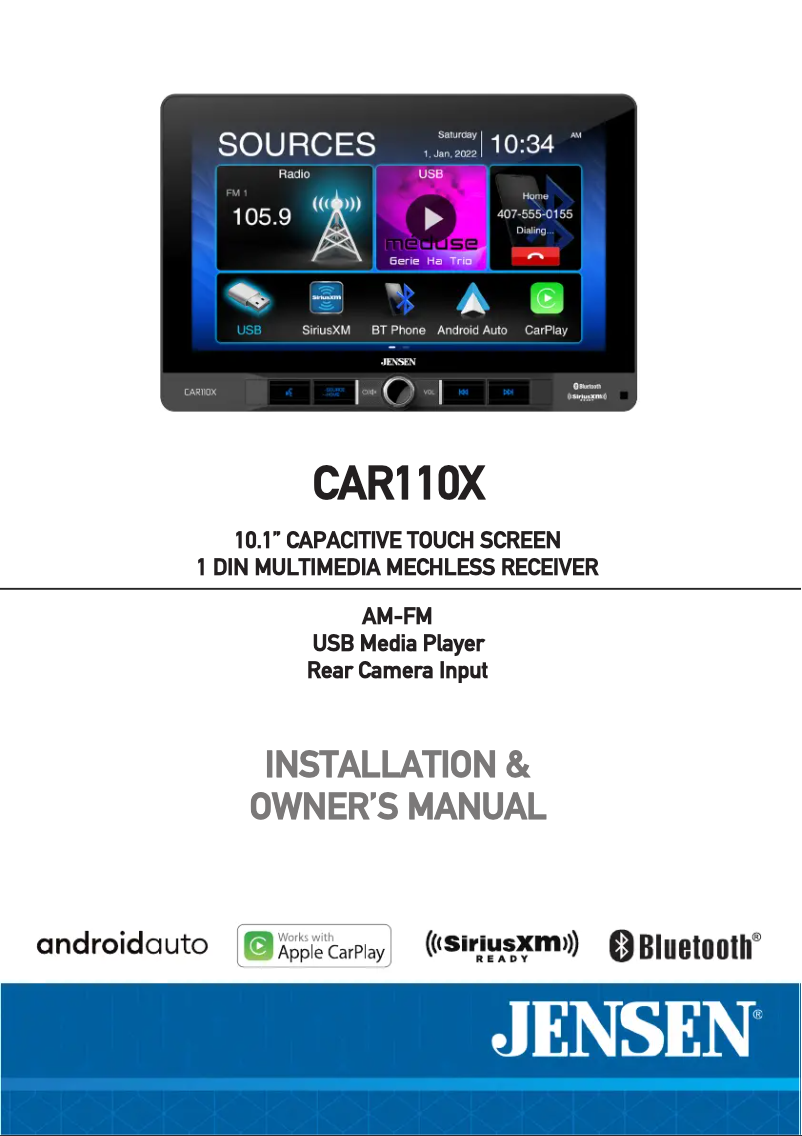 Page 1 de la notice Manuel utilisateur Jensen CAR110X