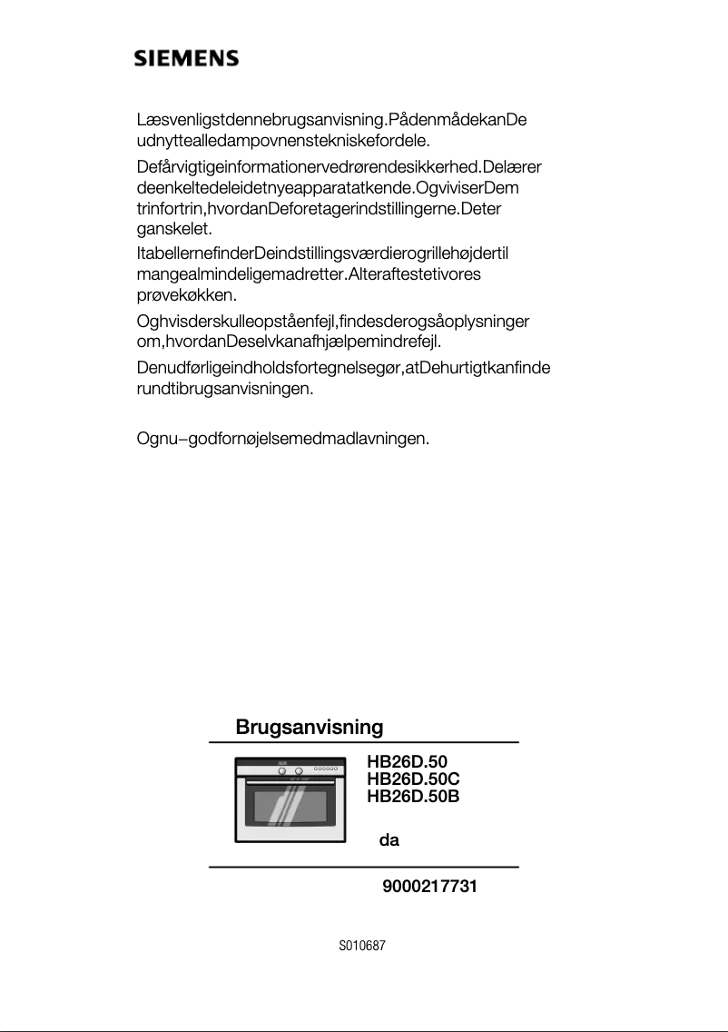 Page 1 de la notice Manuel utilisateur Siemens HB26D550