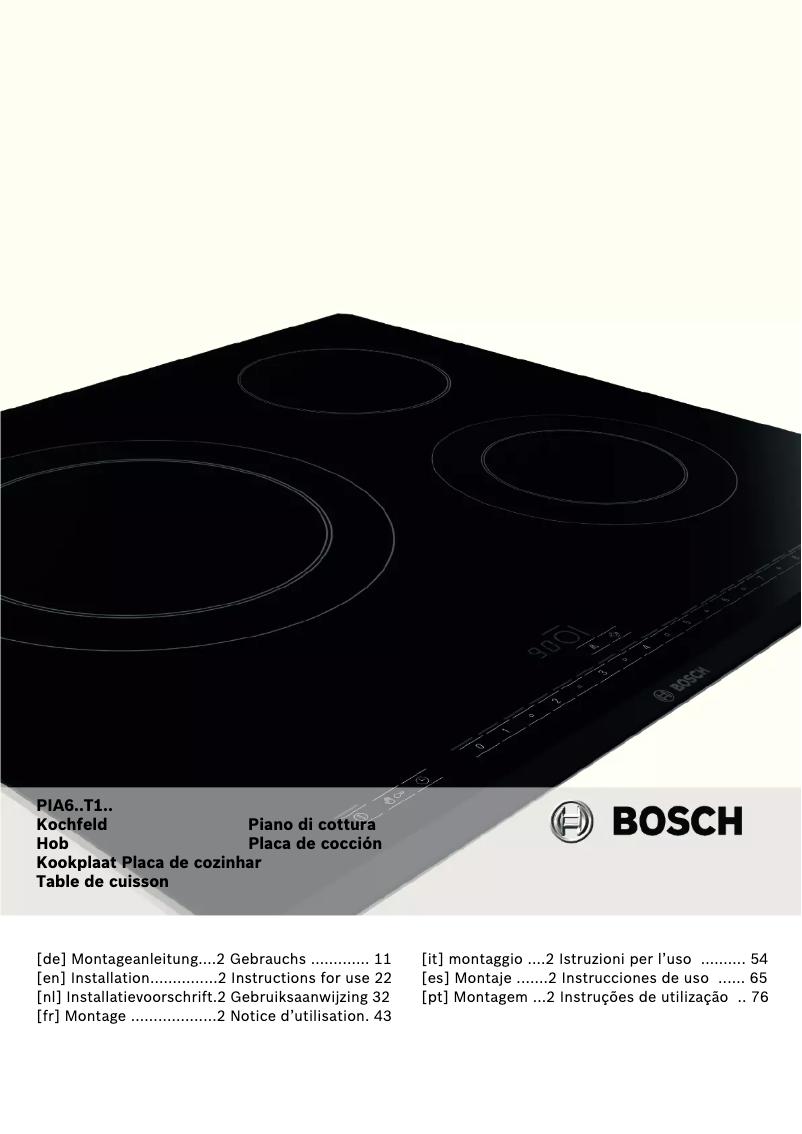 Page 1 de la notice Manuel utilisateur Bosch PIA611T16E