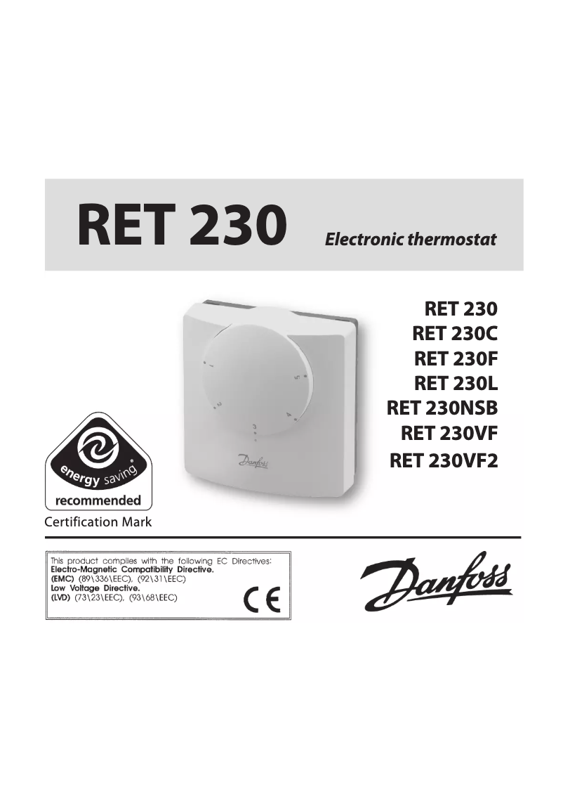 Página 1 del manual Manual de usuario Danfoss RET 230F