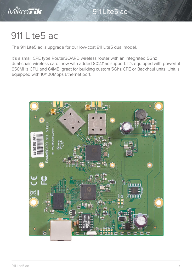 Image de la première page du manuel de l'appareil 911 Lite5 ac