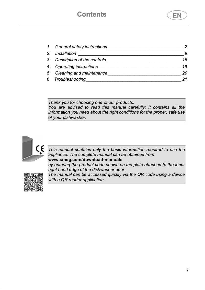 Page n°1 - Manuel utilisateur Smeg LSPU8612S