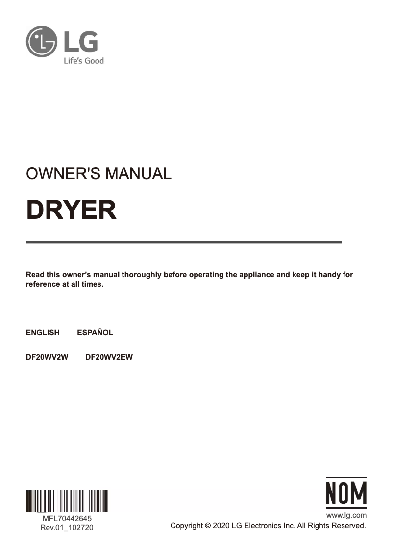 Image de la première page du manuel de l'appareil DF20WV2EW