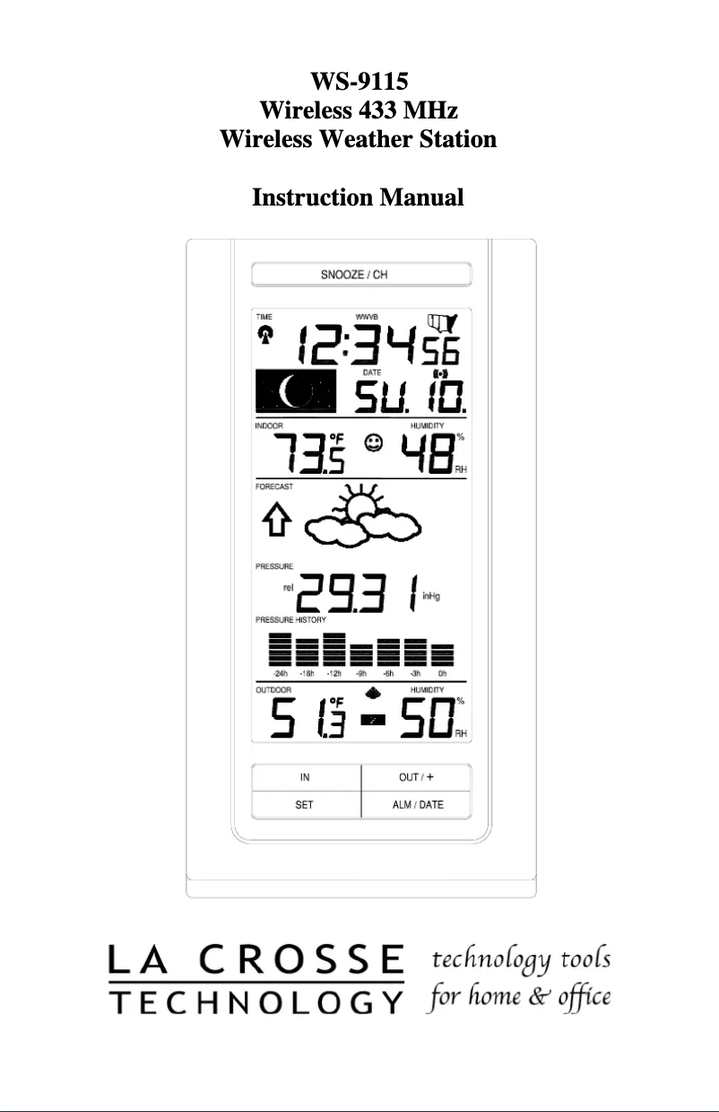 Page 1 de la notice Manuel utilisateur La Crosse Technology WS-9115TWC