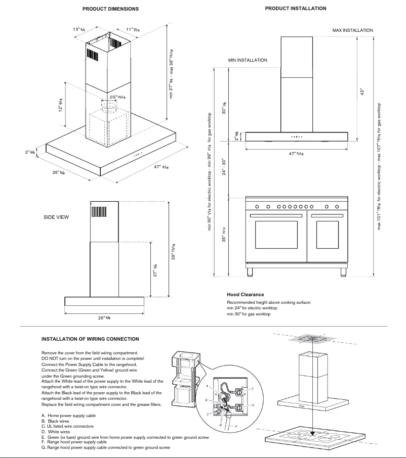 Page 1 de la notice Instructions / montage Bertazzoni KTI48XT