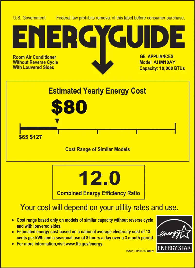 Página 1 del manual Etiqueta energética GE AHM10AY
