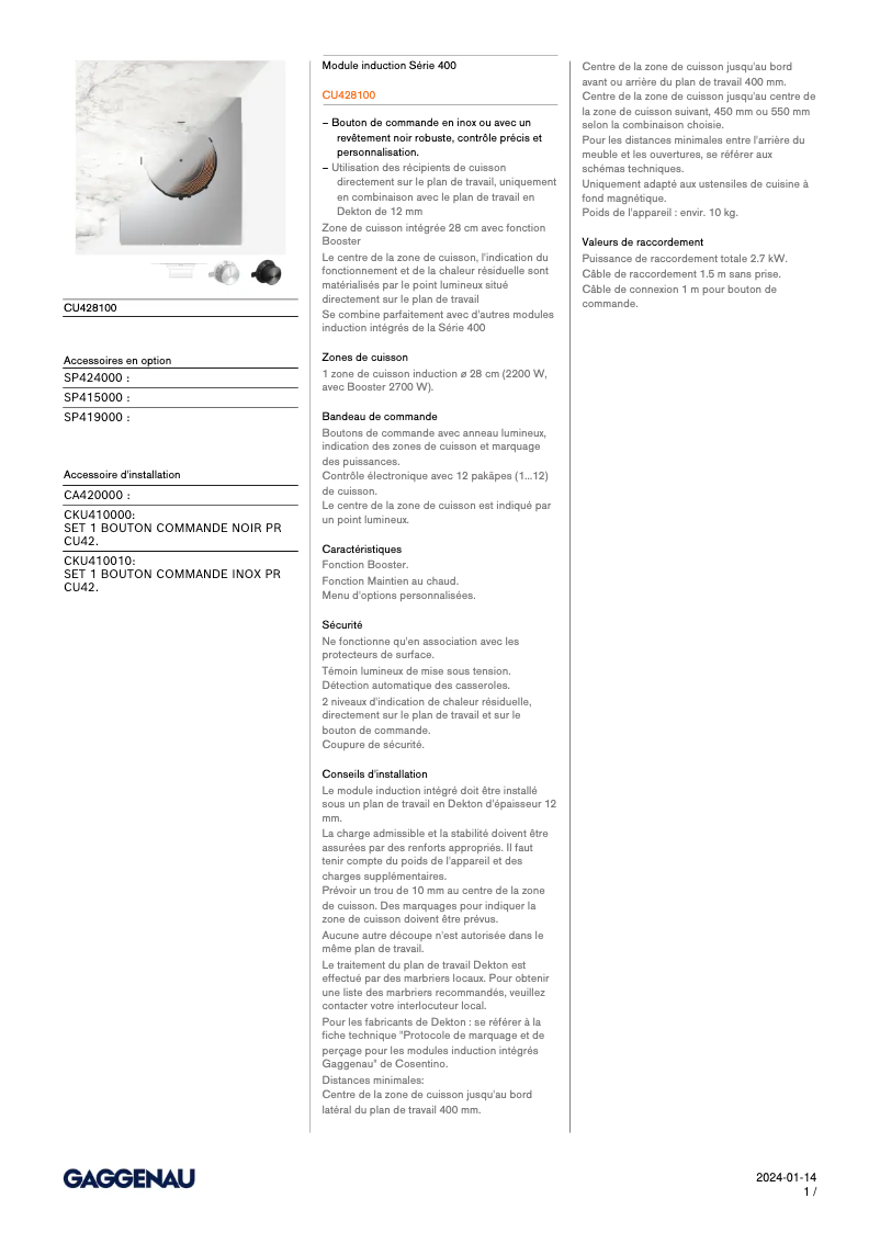 Image de la première page du manuel de l'appareil CU428100