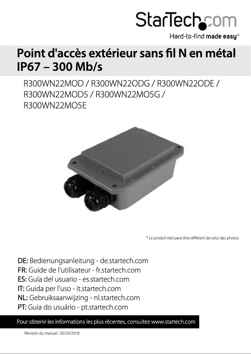 Page n°1 - Manuel utilisateur StarTech.com R300WN22MO5E