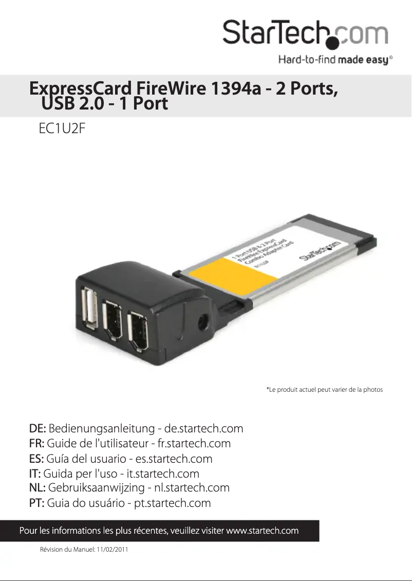 Page 1 de la notice Manuel utilisateur StarTech.com EC1U2F