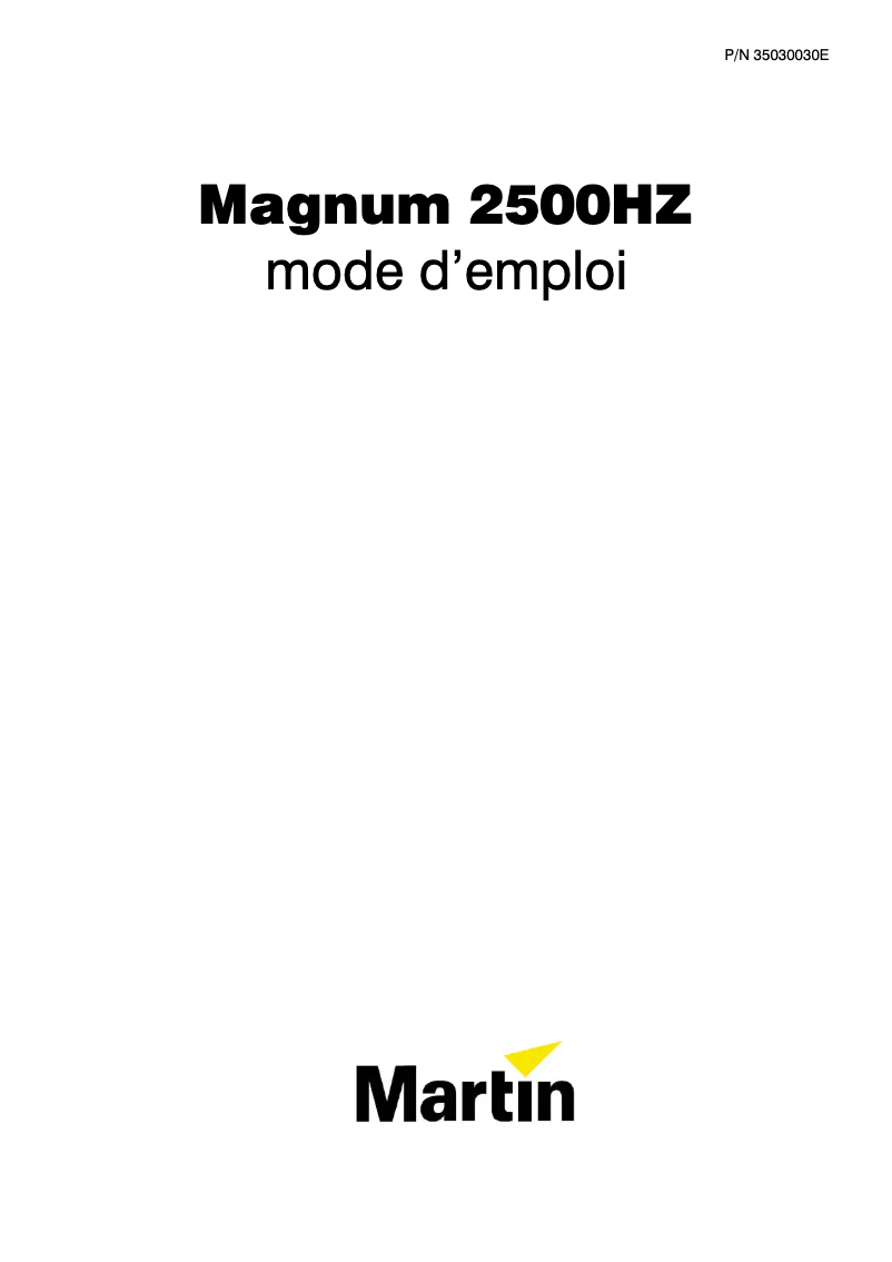 Page n°1 - Manuel utilisateur Martin Magnum 2500 Hz