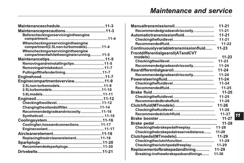 Page 1 de la notice Manuel d'utilisation et d'entretien Subaru Legacy (2012)
