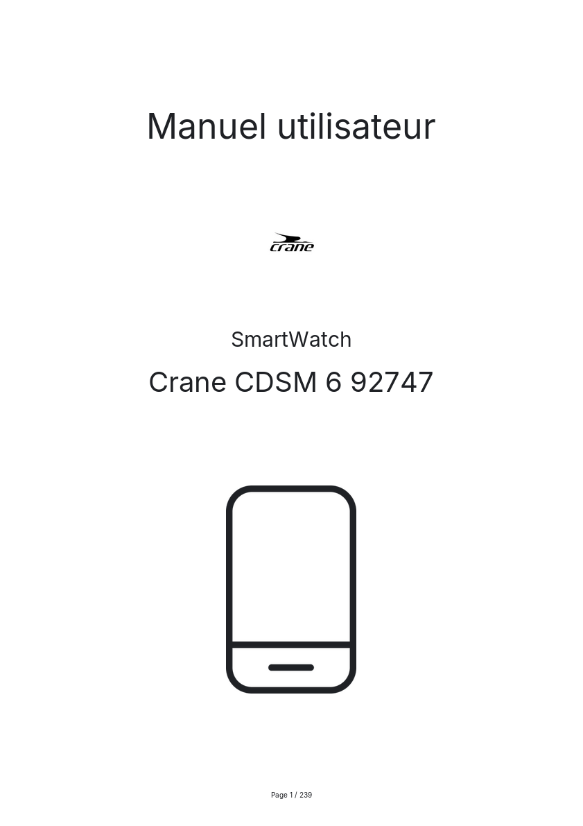 Page 1 de la notice Manuel utilisateur Crane CDSM 6 92747