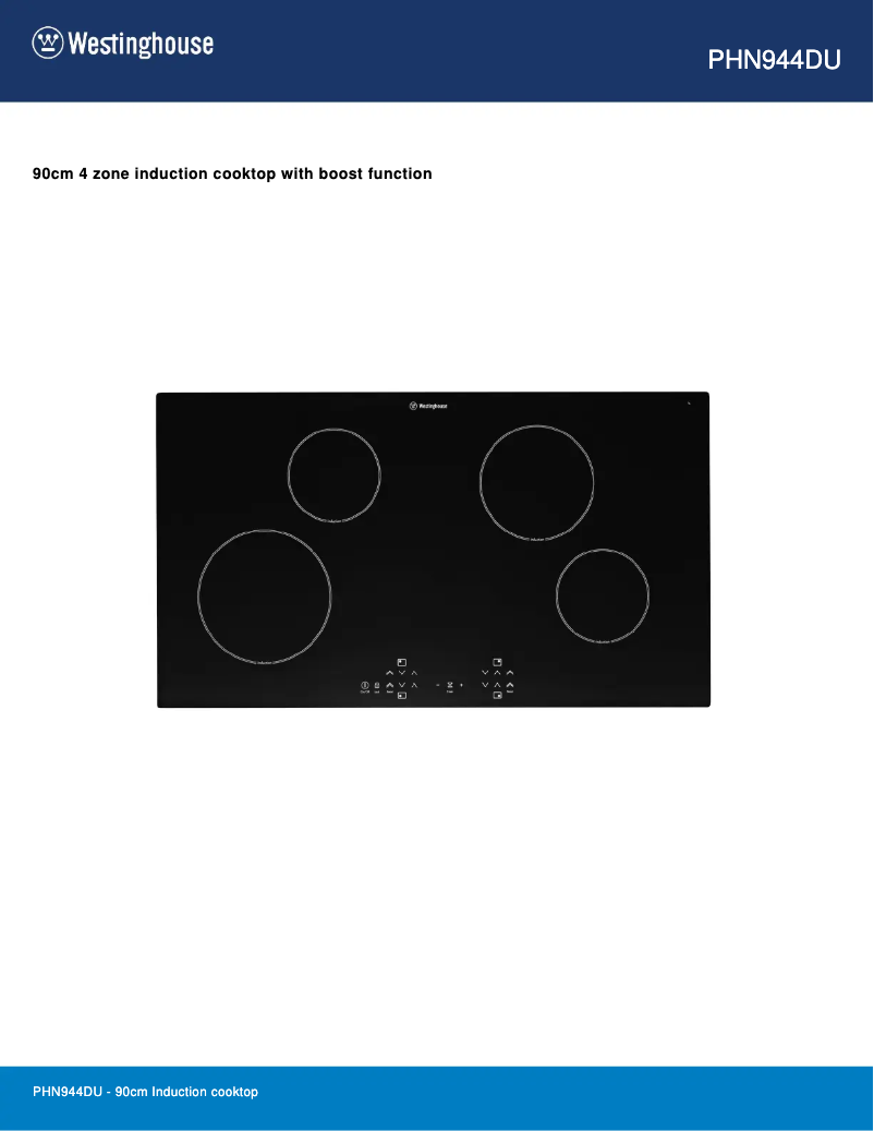 Page 1 de la notice Fiche technique Westinghouse PHN944DU