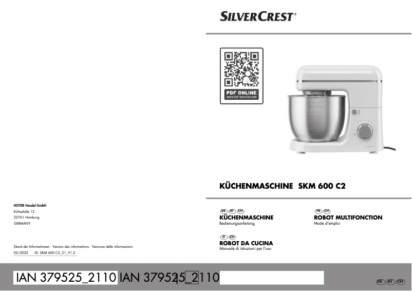 Page n°1 - Manuel utilisateur SilverCrest SKM 600 C2
