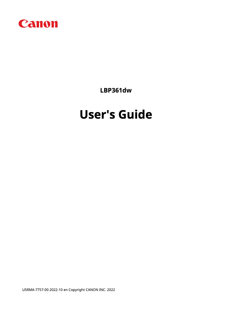 Page 1 de la notice Manuel utilisateur Canon I-SENSYS LBP361DW