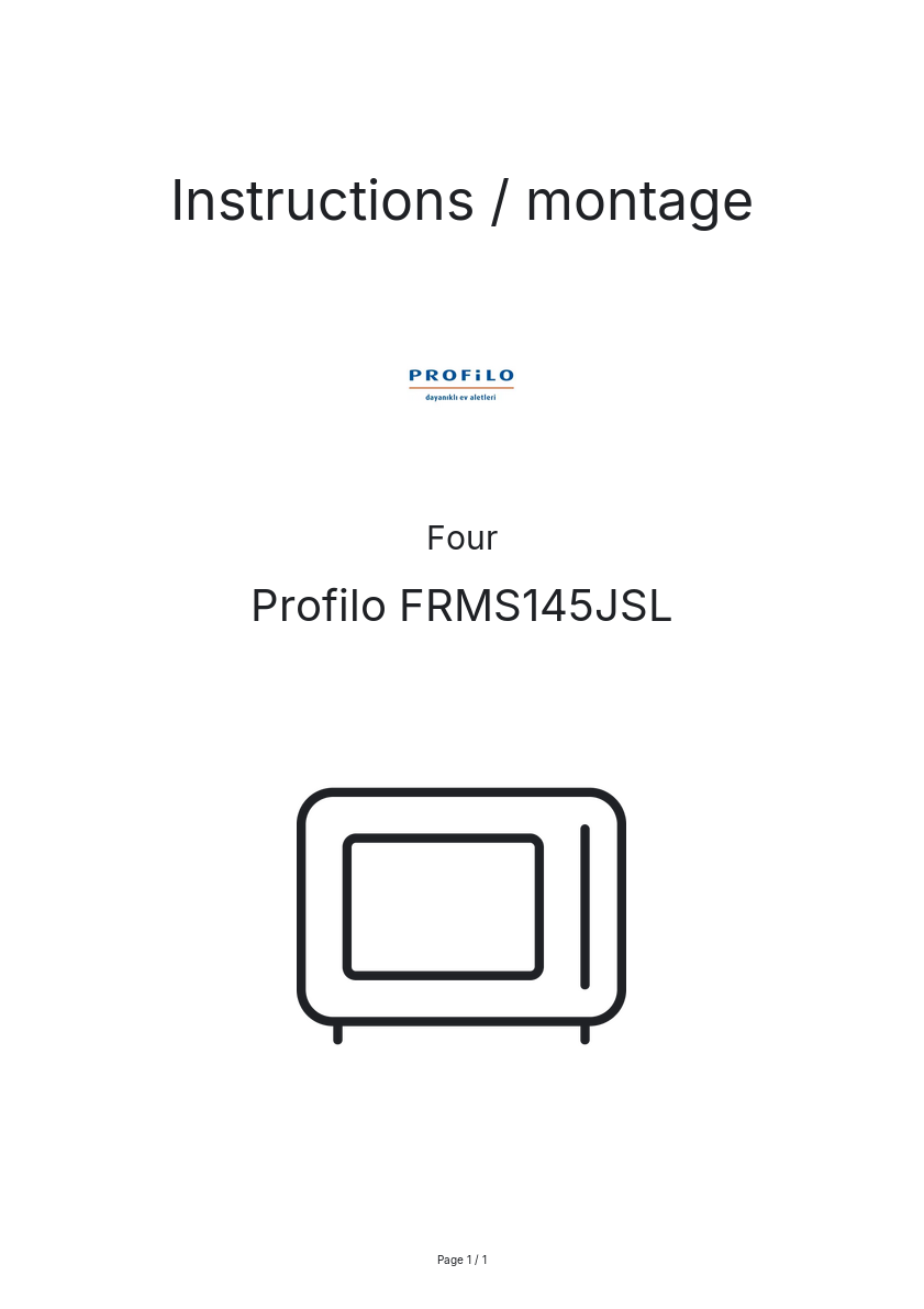 Page n°1 - Instructions / montage Profilo FRMS145JSL