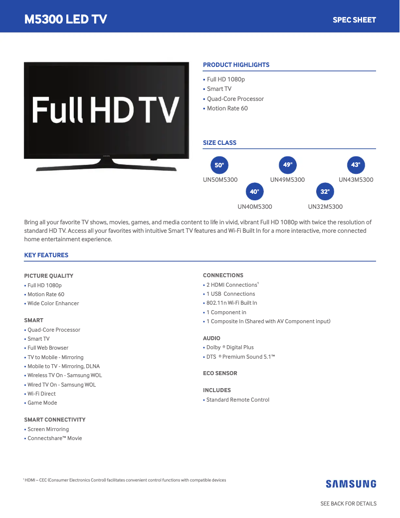 Image de la première page du manuel de l'appareil UN40M5300AFXZA