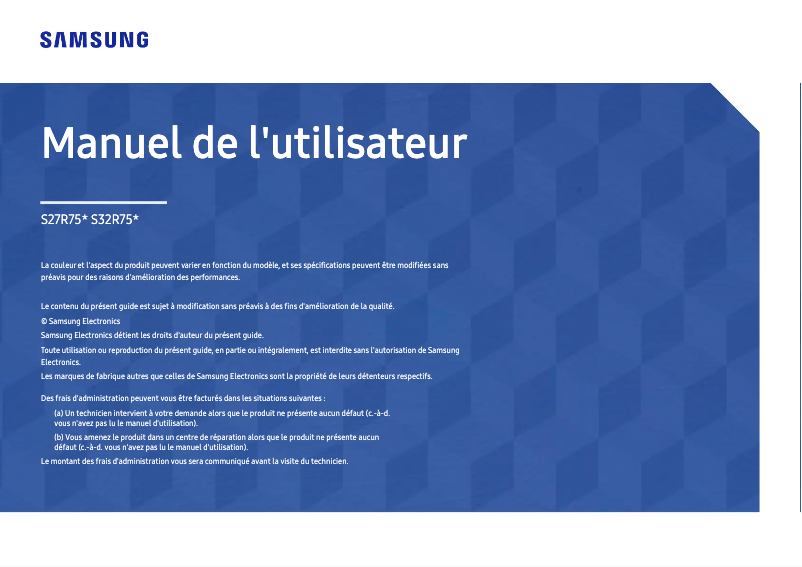 Page 1 de la notice Manuel utilisateur Samsung S27R754QEU