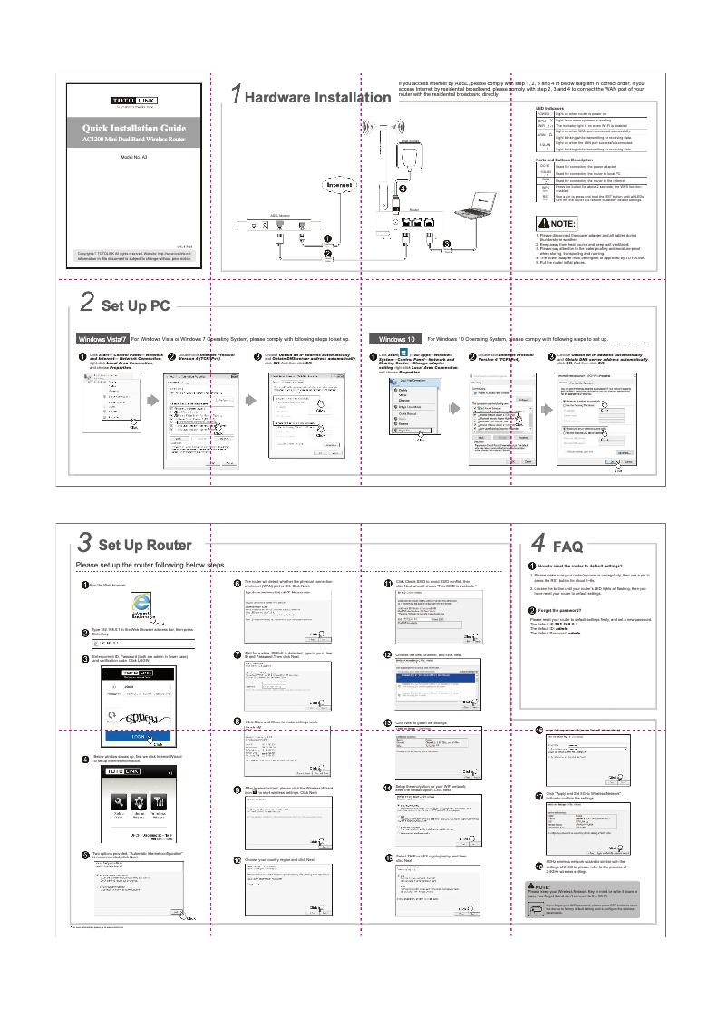 Page n°1 - Manuel utilisateur Totolink A3