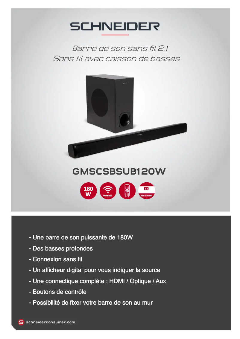 Page n°1 - Fiche technique Schneider GMSCBSU120W