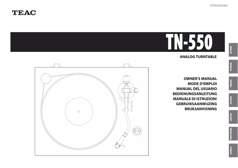 Page 1 de la notice Manuel utilisateur Teac TN-550