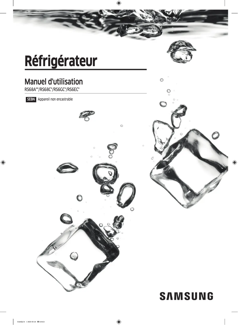 Page 1 de la notice Manuel utilisateur Samsung RS68CG882DS9