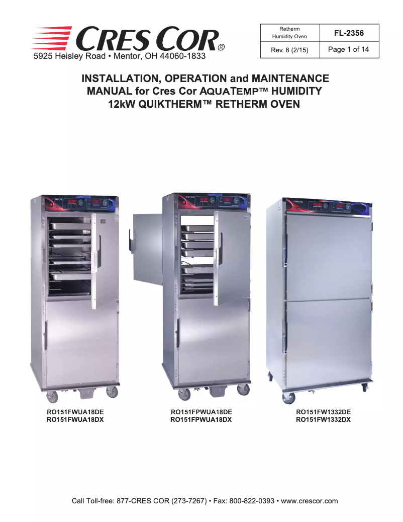 Page n°1 - Manuel utilisateur Cres Cor RO151FPWUA18DE