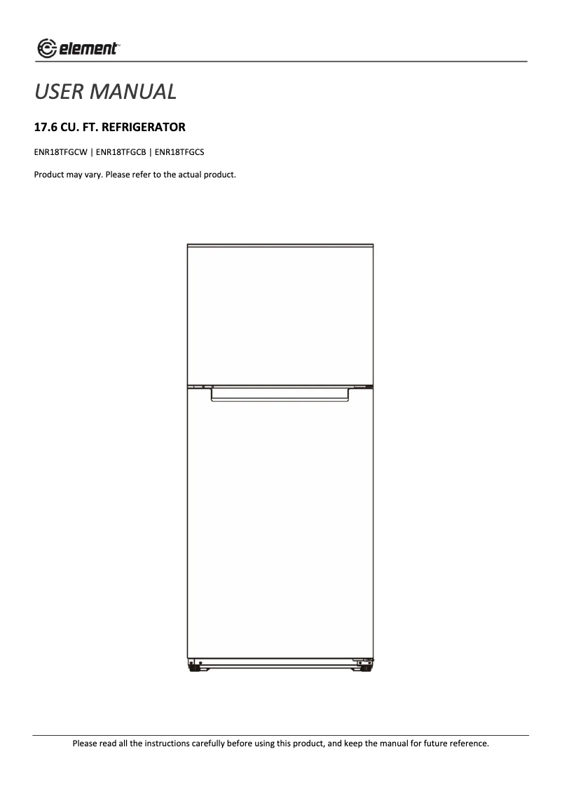Page 1 de la notice Manuel utilisateur Element ENR18TFGC