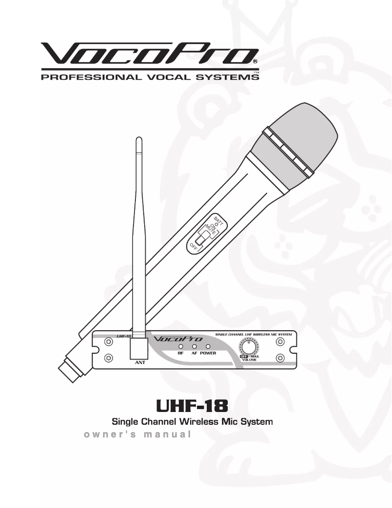 Page n°1 - Manuel utilisateur Vocopro UHF-18