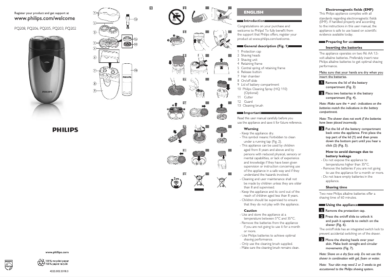 Image de la première page du manuel de l'appareil Care SilkySmooth PQ205