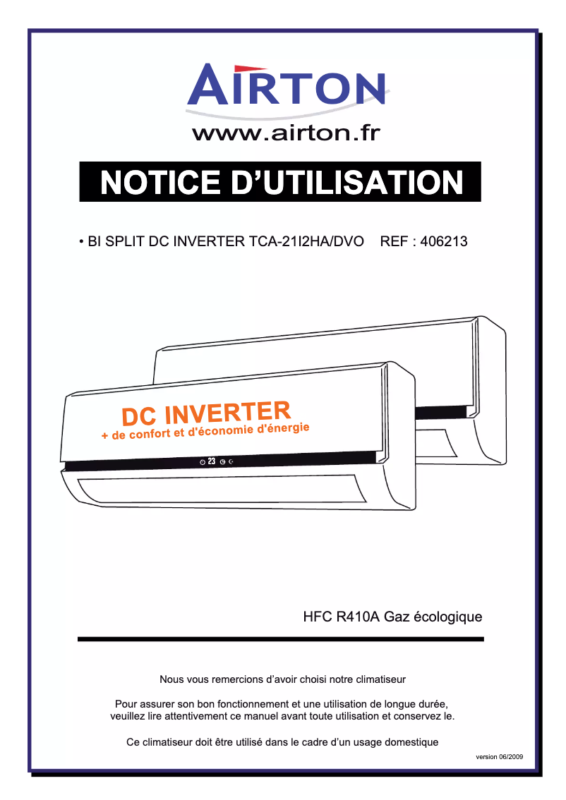 Image de la première page du manuel de l'appareil TCA 21I2HA