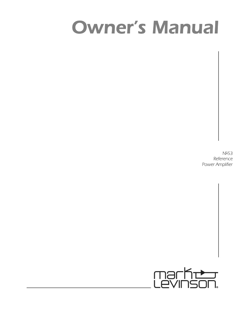 Page 1 de la notice Mode d'emploi Mark Levinson No53