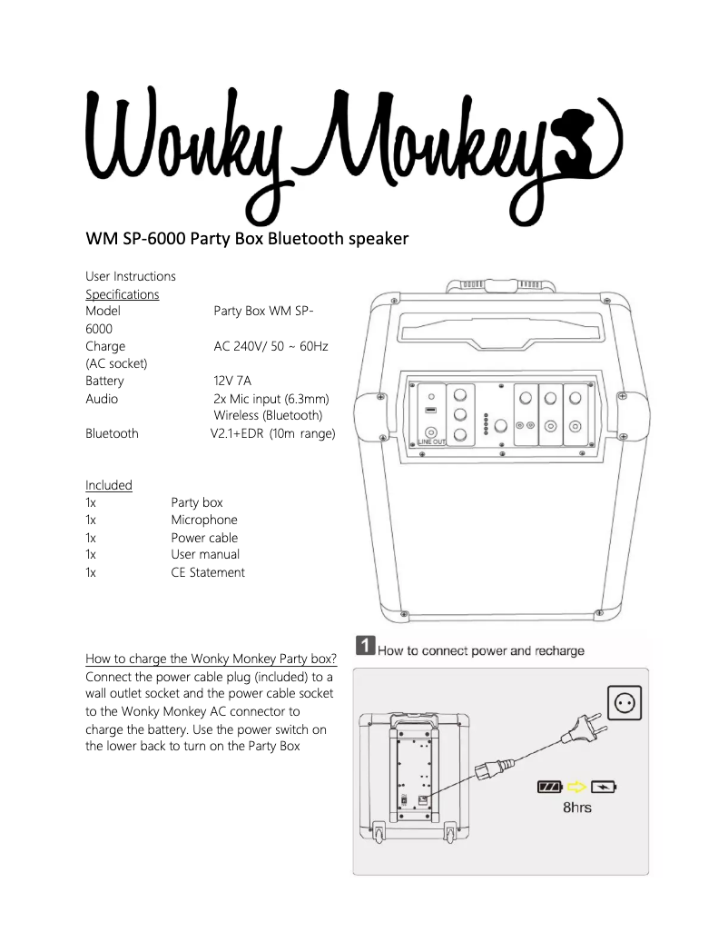 Page n°1 - Manuel utilisateur Wonky Monkey WM SP-6000BL Party Box
