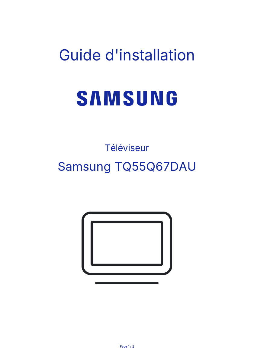 Page n°1 - Guide d'installation Samsung TQ55Q67DAU