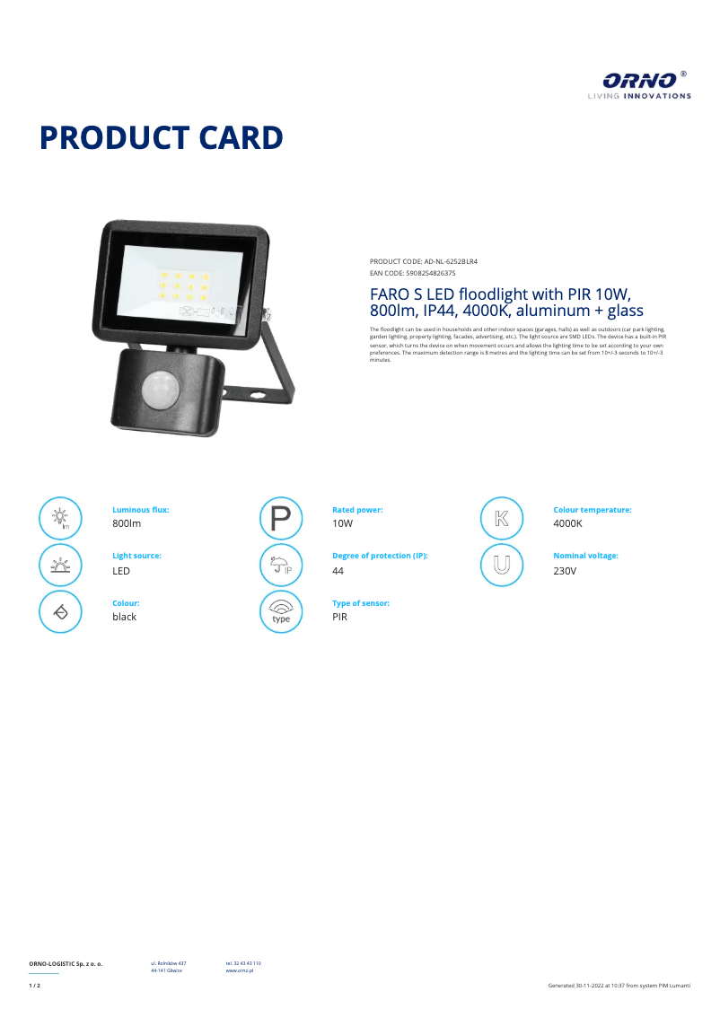 Image de la première page du manuel de l'appareil AD-NL-6252BLR4