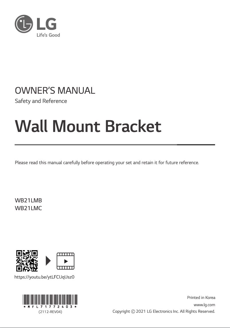 Page n°1 - Manuel utilisateur LG WB21LMB