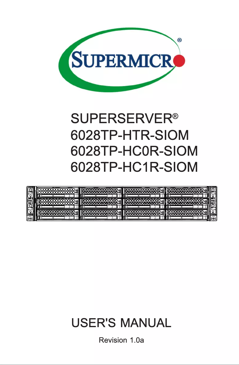 Image de la première page du manuel de l'appareil SuperServer 6028TP-HTR-SIOM