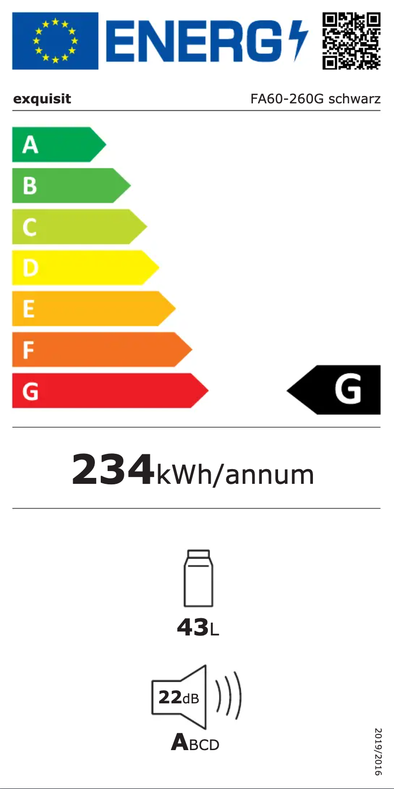 Page 1 de la notice Manuel utilisateur Exquisit FA60-260G