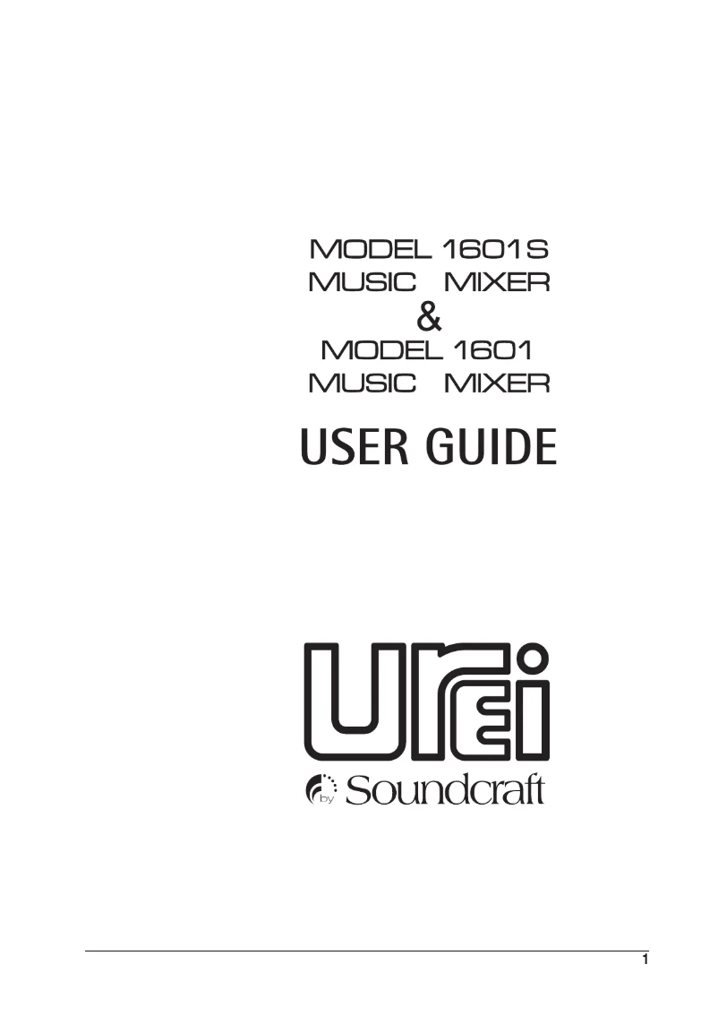 Page n°1 - Manuel utilisateur Soundcraft UREI 1601S