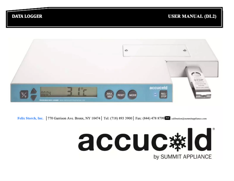 First page image of the manual for Accucold DL2KIT