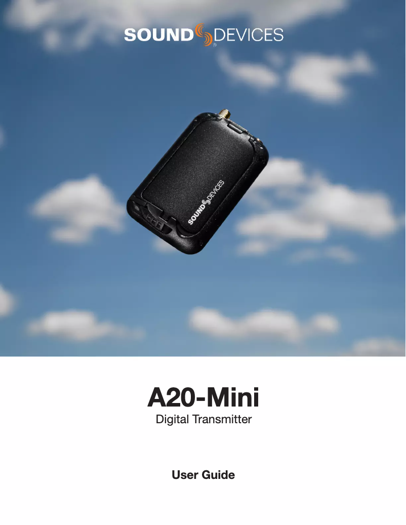 Page 1 de la notice Manuel utilisateur Sound Devices A20-Mini
