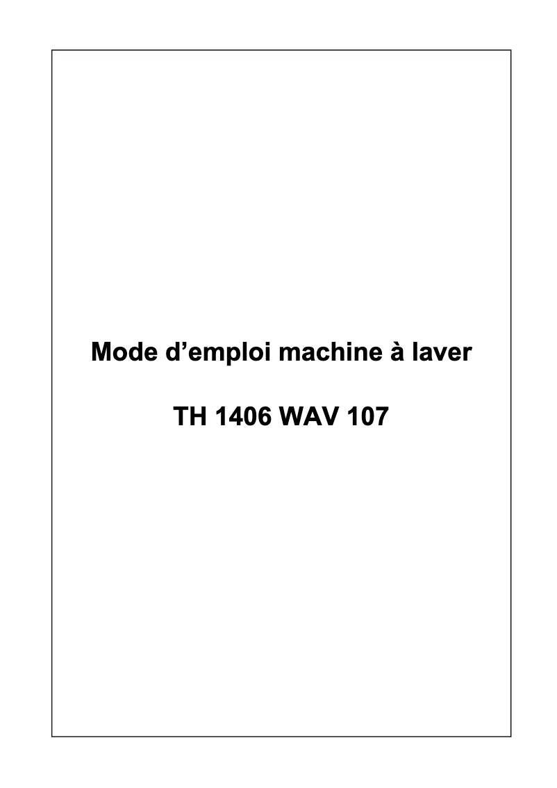 Image de la première page du manuel de l'appareil TH 1406 WAV 107