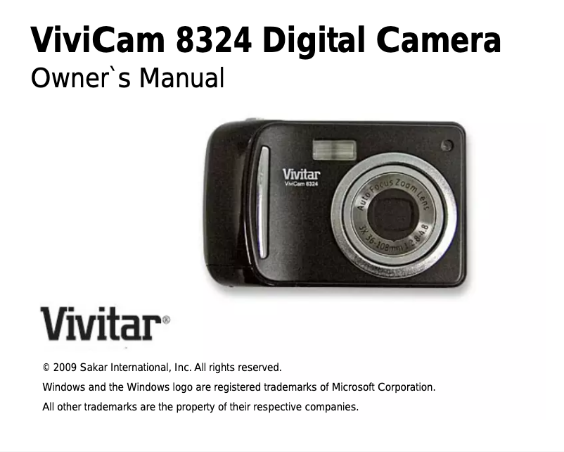 Page 1 de la notice Manuel utilisateur Vivitar ViviCam 8324