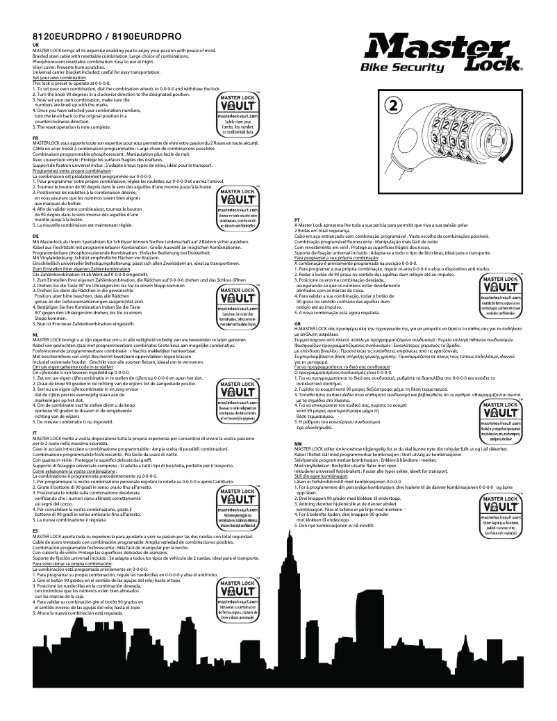 Page 1 de la notice Manuel utilisateur Master Lock 8120