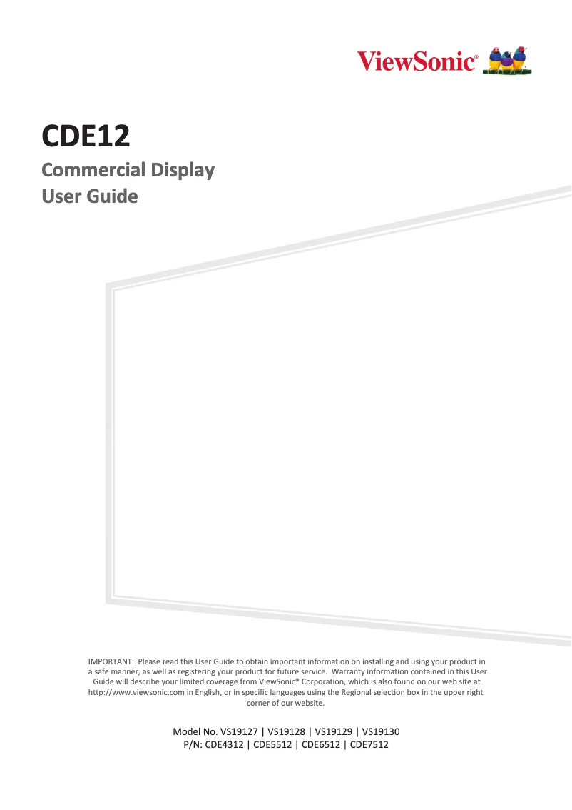 Page n°1 - Manuel utilisateur Viewsonic CDE5512