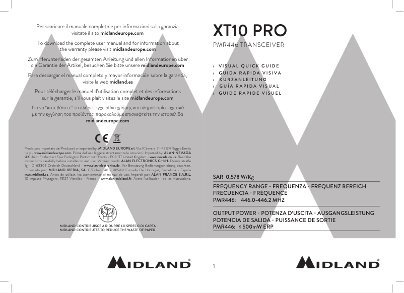 Page n°1 - Manuel utilisateur Midland XT10 Pro